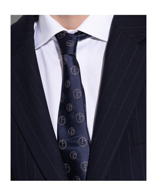 Giorgio Armani Blue Pattern-Jacquard Tie for men