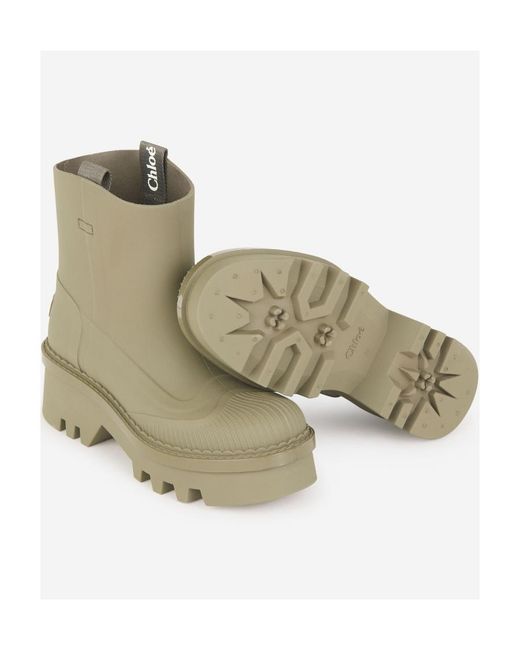 Chloé Green Round-Headed Short Boots