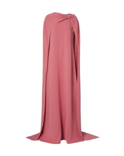 Oscar de la Renta Pink Caped Silk-Blend Gown