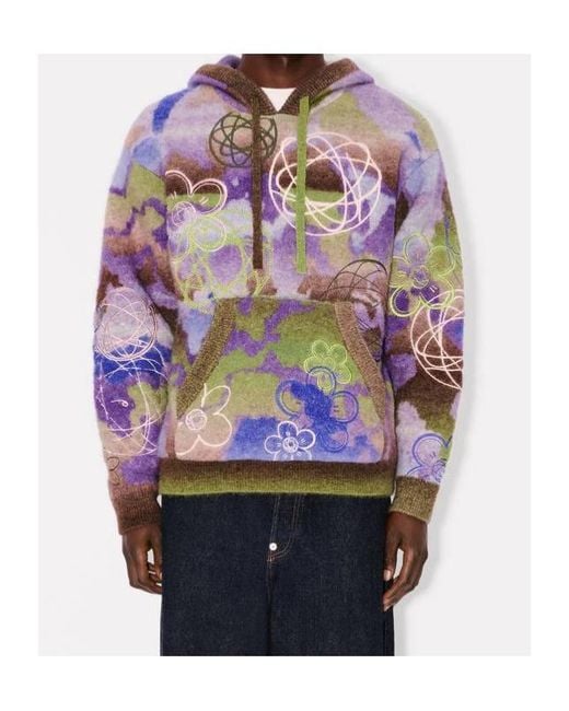 KENZO Gray X Futura 2000' Knitted Hoodie for men