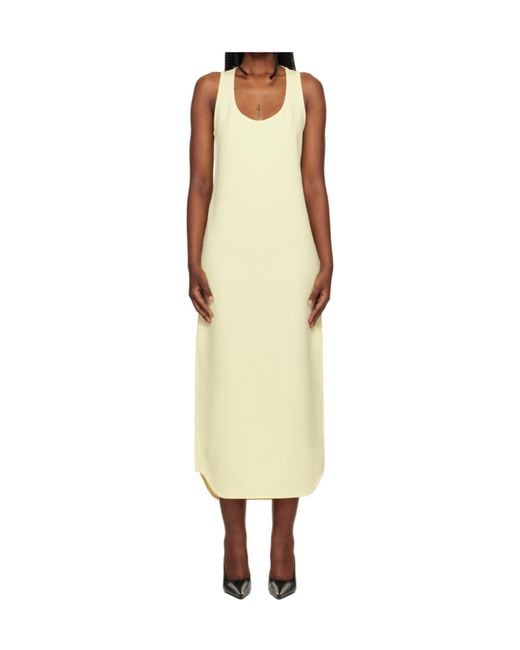Wardrobe NYC Yellow Scoop-Neck Midi Dress