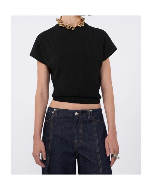 Sportmax Black Spxsamba Fitted Waist Knitted Top