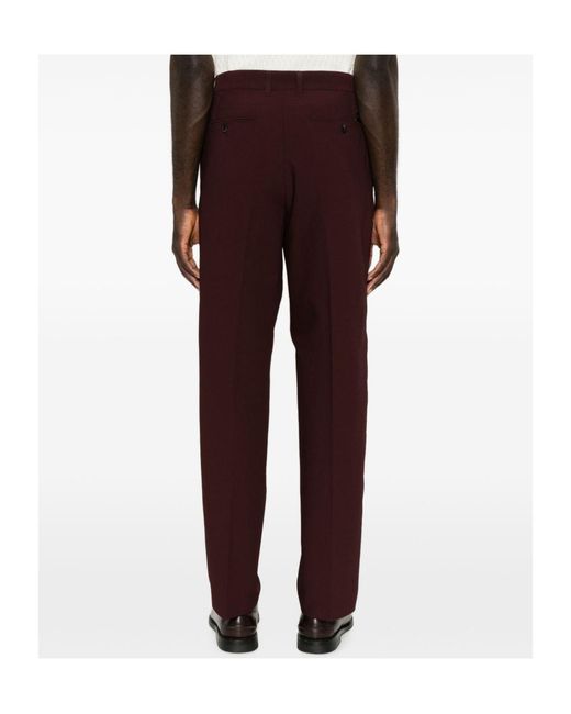 Emporio Armani Red Pressed-Crease Straight-Leg Trousers for men