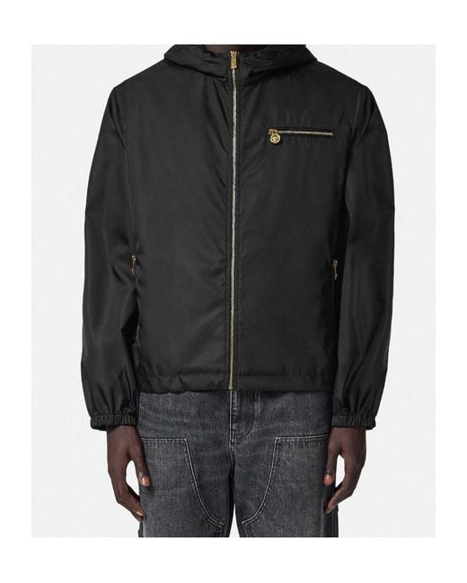 Versace Black Zip-Up Hooded Jacket for men