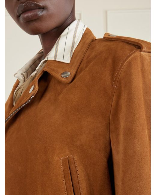 Nili Lotan Brown Evel Suede Motorcycle Jacket