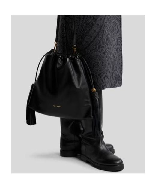 Etro Black Kalispera Tassel Shoulder Bag