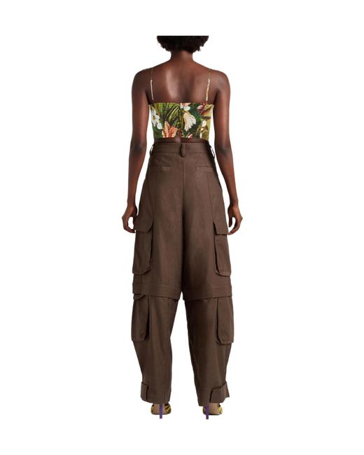 Farm Rio Green Floral Sleeveless Cropped Top