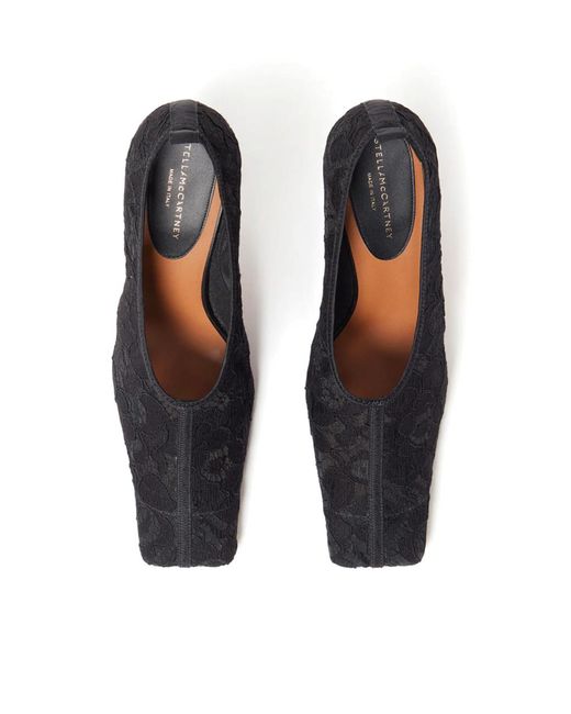 Stella McCartney Blue Square-Toe Lace Stiletto Pumps