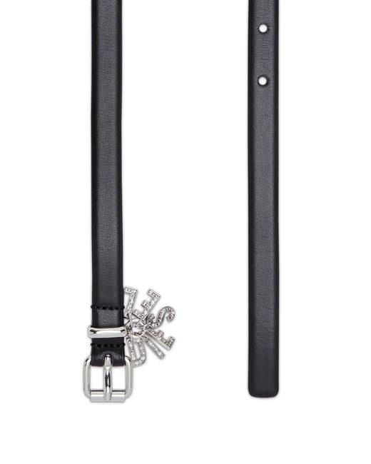 DIESEL White Logo-Charm Leather Belt