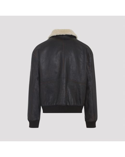 Céline Black Bomber Leather Jacket for men
