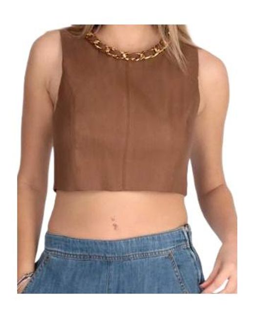 Elisabetta Franchi Blue Chain-Detailed Cropped Sleeveless Top