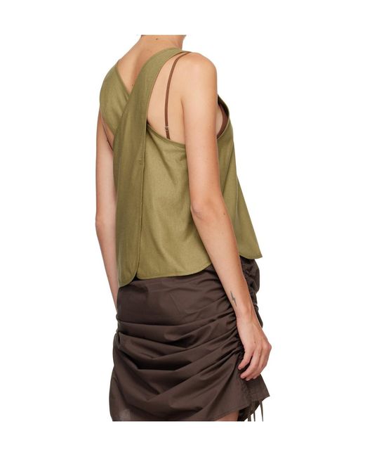 Baserange Green Sleeveless Round Neck Top