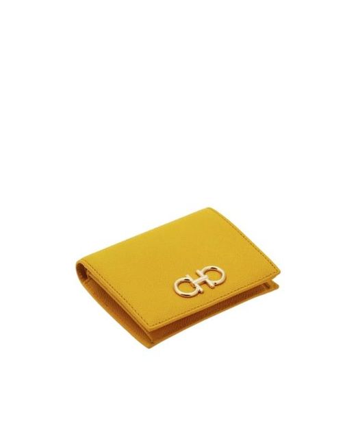 Ferragamo Yellow Gancini Compact Wallet