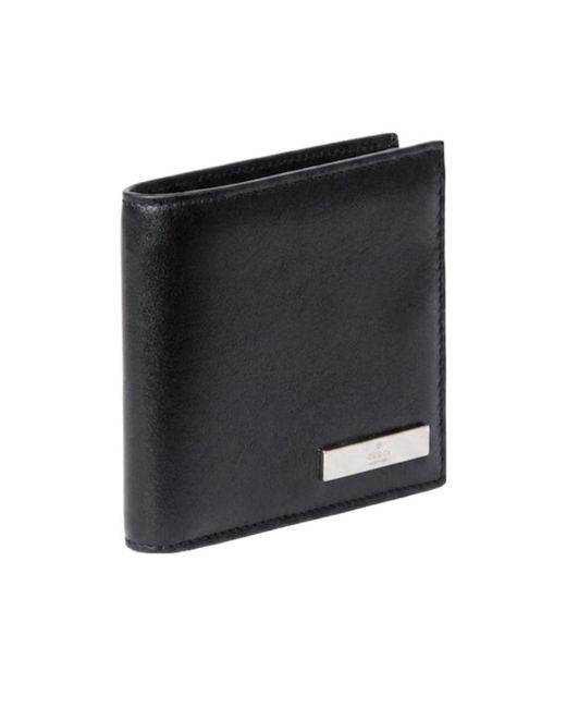 Gucci Black Bi-Fold Wallet With Metal Tag for men
