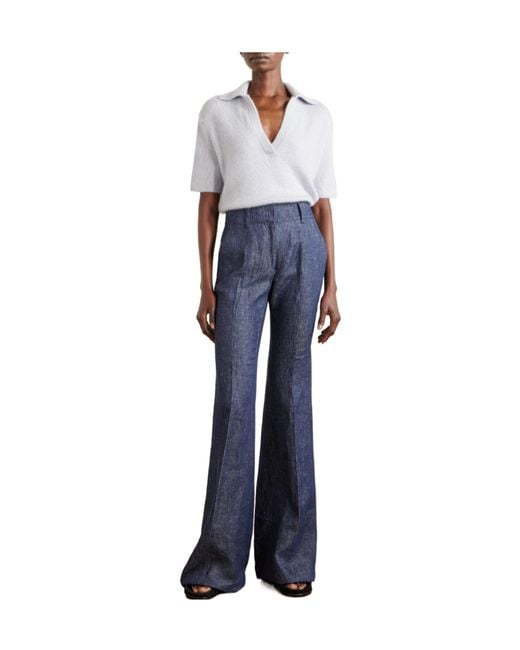 Gabriela Hearst Blue Chambray Flared Pants