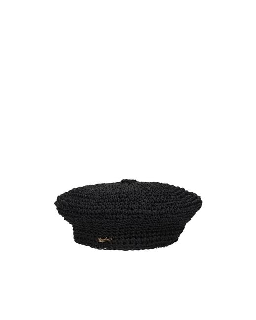 Borsalino Black Ines Crochet Beret Papier