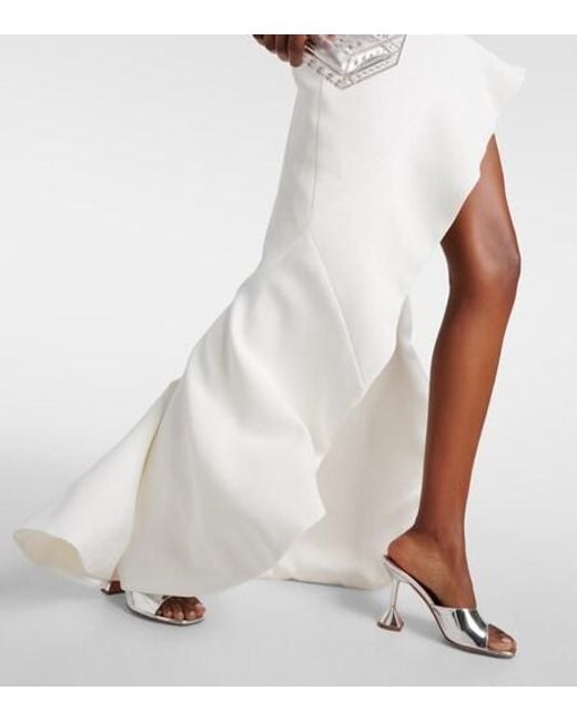 Maticevski White Ruffled Evening Dress