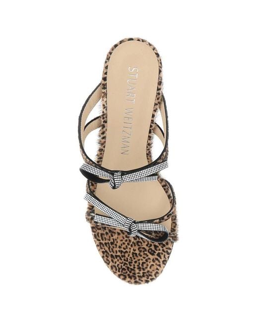 Stuart Weitzman Metallic Bow Detailed Slip-On Mules