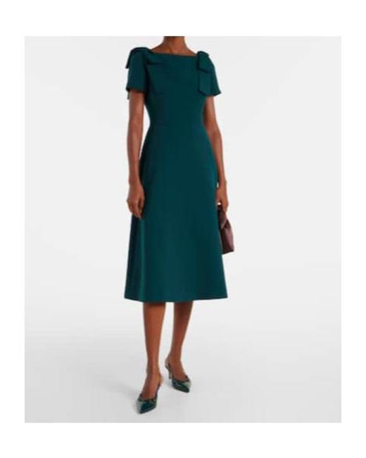 Carolina Herrera Green Bow-Detail Crêpe Midi Dress