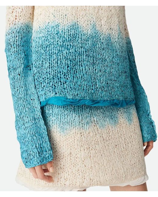 Bottega Veneta Blue Wool And Silk Overdyed Jumper