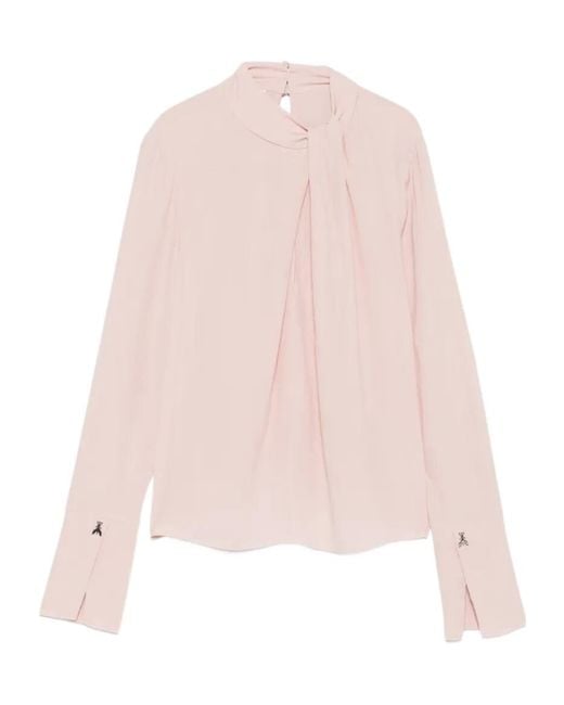 Patrizia Pepe Pink Draped Long-Sleeve Blouse