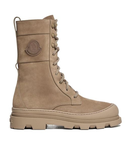Moncler Brown Vera High Nubuck Lace-Up Boots