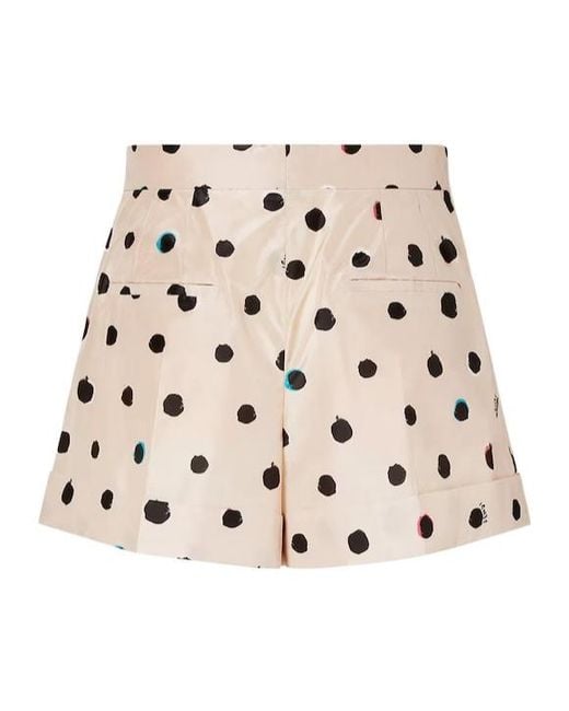 Fendi Natural Falena Dots Printed Turn-Up Hem Shorts