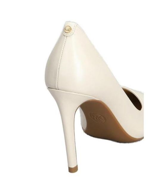 Michael Kors White Michael Alina Metallic Pointed-Toe Pumps