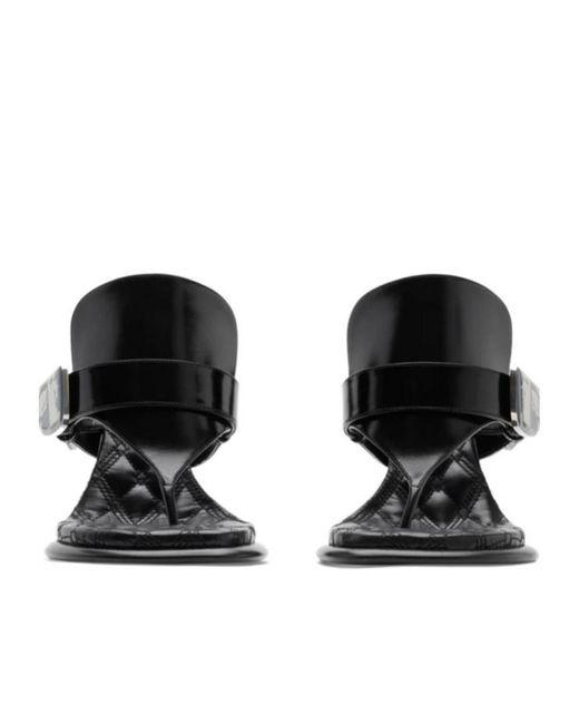 Burberry Black Bay Equestrian Knight Motif Sandals