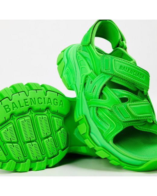 Balenciaga Green Track Logo Flat Sandals