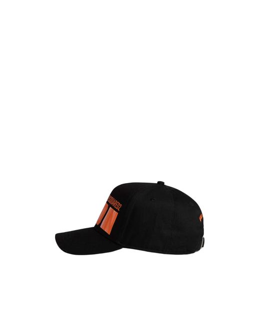 DSquared² Black Logo Printed Curved Peak Baseball Cap for men