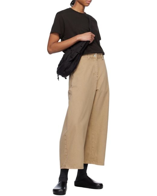 Studio Nicholson Natural Logo Patch Cropped Wide-Leg Jeans
