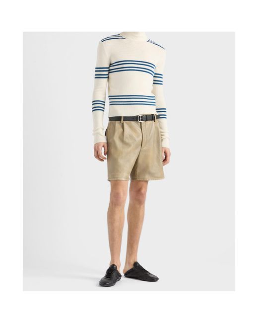 Prada White Turtleneck Ribbed-Knit Jumper for men