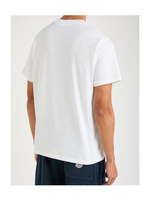 Moncler White New Badge Logo-Print Cotton T-Shirt for men