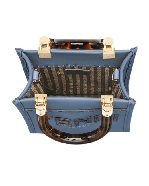 Fendi Blue Leather And Elaphe Mini-Bag
