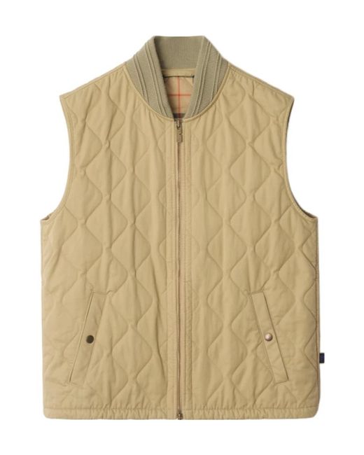Burberry Natural Quilted Gabardine Gilet for men