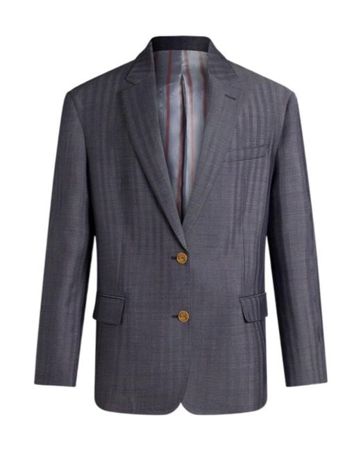 Etro Blue Pegaso Single-Breasted Blazer