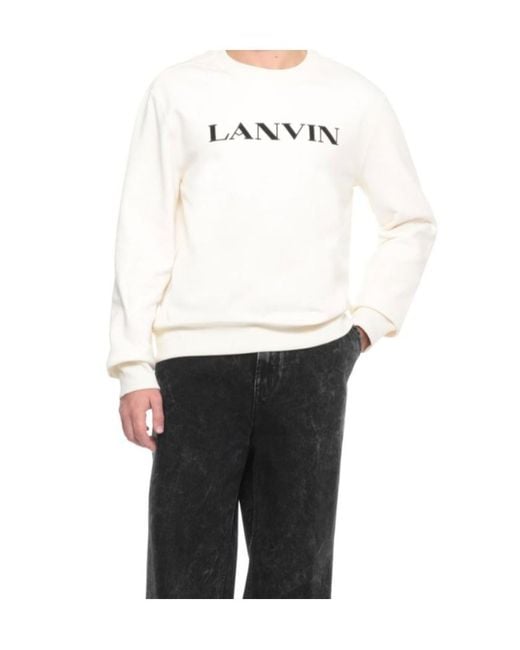 Lanvin White Logo Embroidered Crewneck Sweatshirt for men