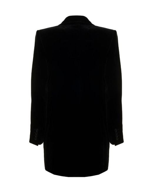 Saint Laurent Black Button-Up Velvet Blazer