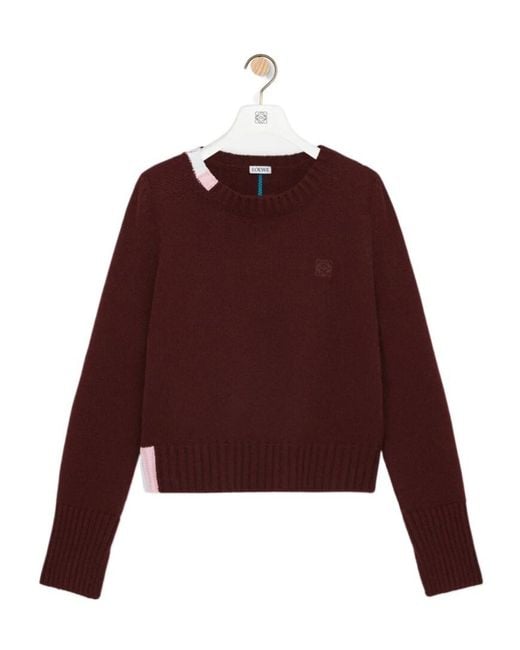 Loewe Purple Anagram Embroidered Knitted Pullover