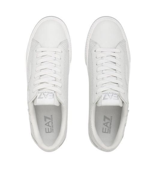 EA7 White Logo Round-Head Casual Sneakers for men