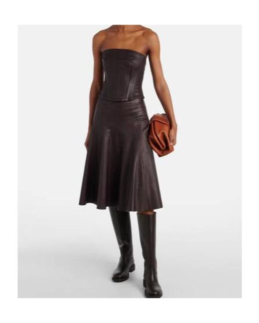 Stouls Brown Rosalia Strapless Leather Top