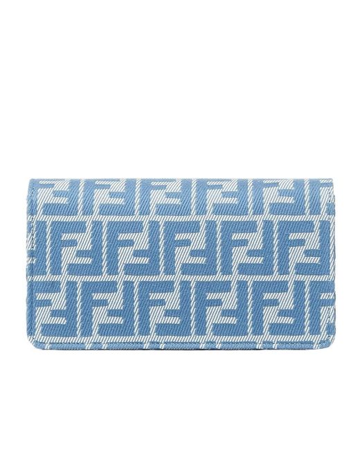 Fendi Blue Baguette Ff-Jacquard Chained Wallet