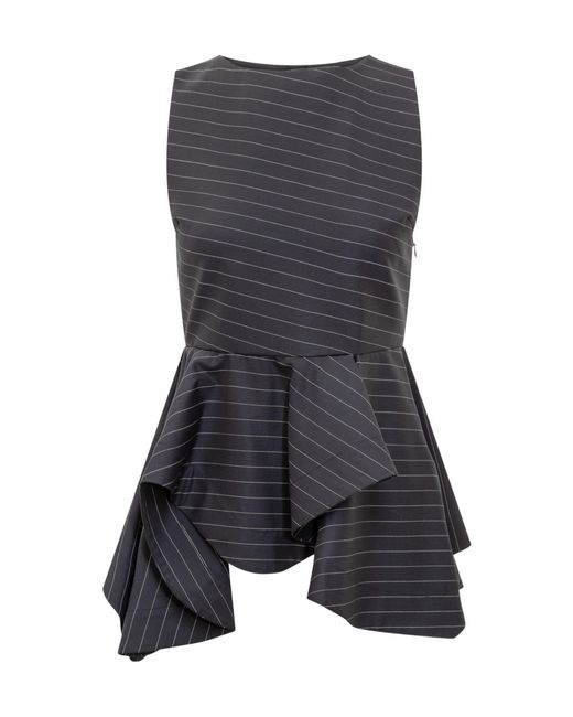 J.W. Anderson Gray Jw Anderson Pinstriped Peplum Top