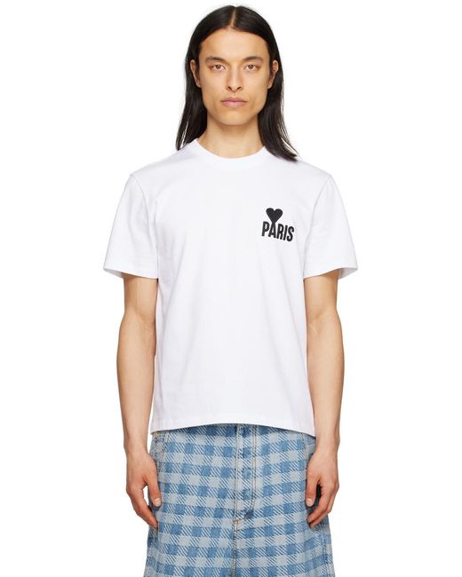 AMI White Logo Detailed Crewneck T-Shirt