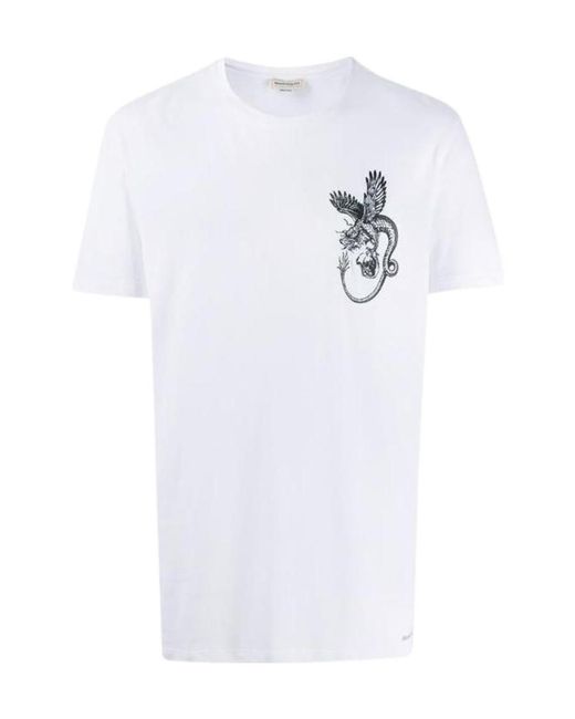 McQueen White T-Shirt With Round Neck And Short Sleeves for men