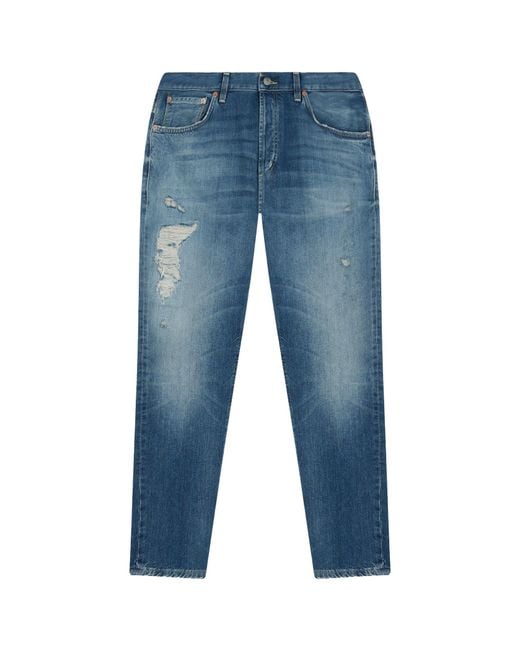 Dondup Blue Distressed Trousers for men