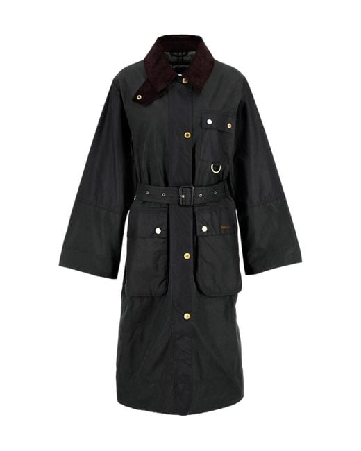 Barbour Black Milda Waxed Trench Coat