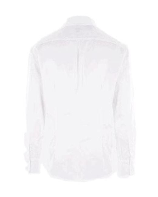 Brunello Cucinelli White Button-Up Long-Sleeved Shirt for men