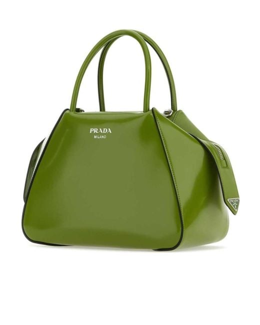Prada Green Logo Embossed Small Handbag